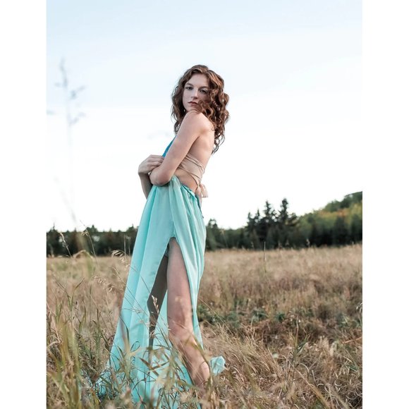 Macreme Women's Blue top Boho Style flowy bottom Handmade Maxi Dress New - Picture 7 of 9